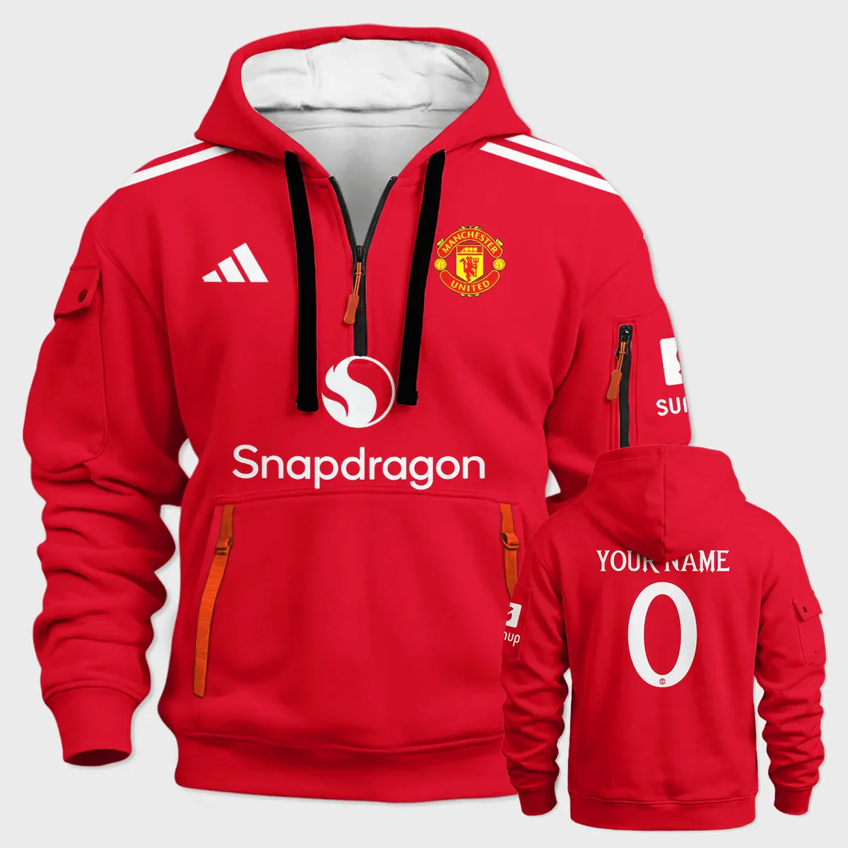 Manchester United 26/27 Home Kit Hoodie Half Zip All Over Prints - Replica Jersey- HoodieHalfZip